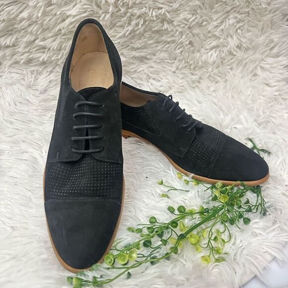 M. Gemi Made in Italy Black Suede Lace up Oxford‎ Shoes sz 39.5 EU/ 8.5W 9N US - Picture 1 of 11